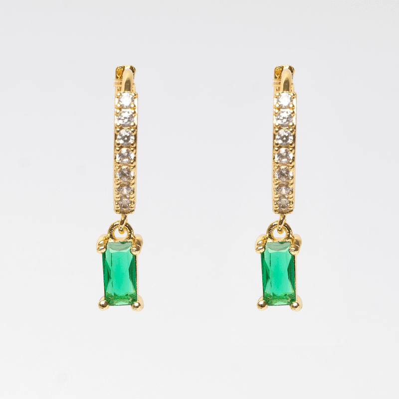 Arete dorado de acero inoxidable con zirconia verde