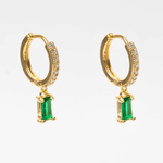 Arete dorado de acero inoxidable con zirconia verde