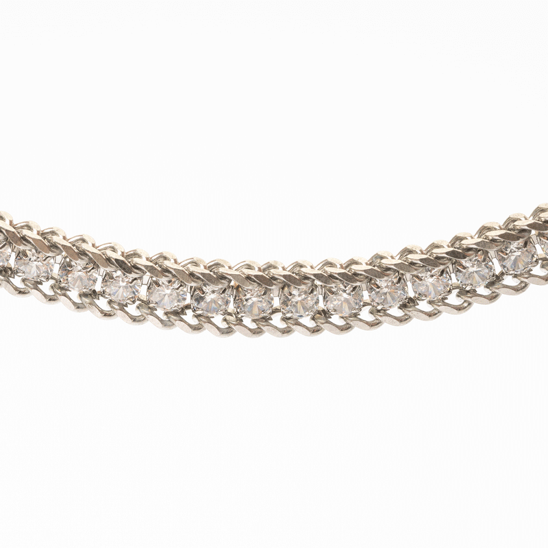 Pulsera plateada de acero inoxidable con zirconias