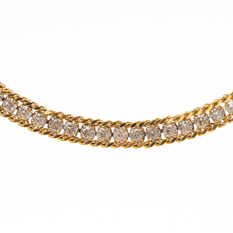 Pulsera dorada de acero inoxidable con zirconias