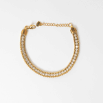 Pulsera dorada de acero inoxidable con zirconias