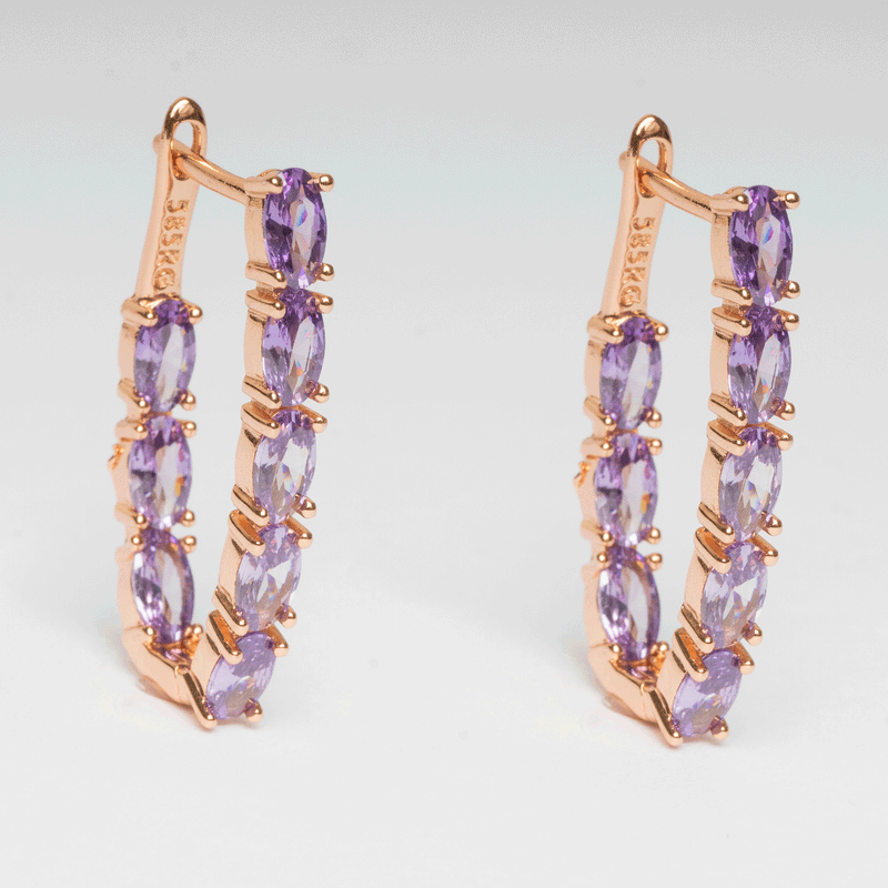 Arracada de acero inoxidable y zirconia morada
