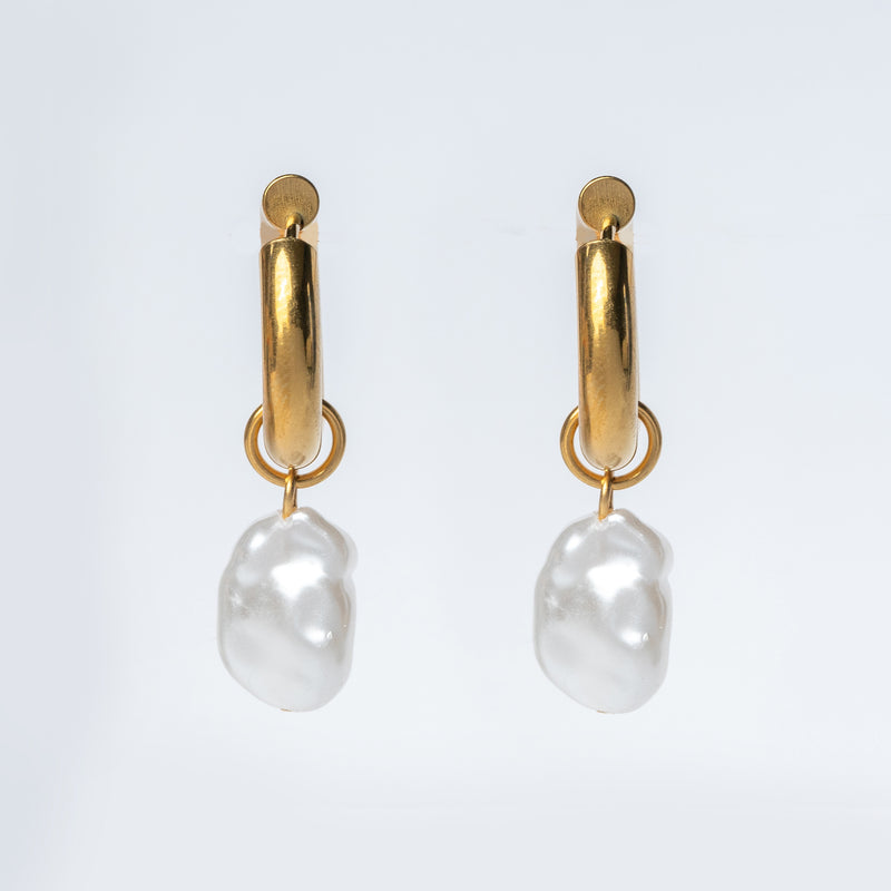 Baroque Pearl Hoops