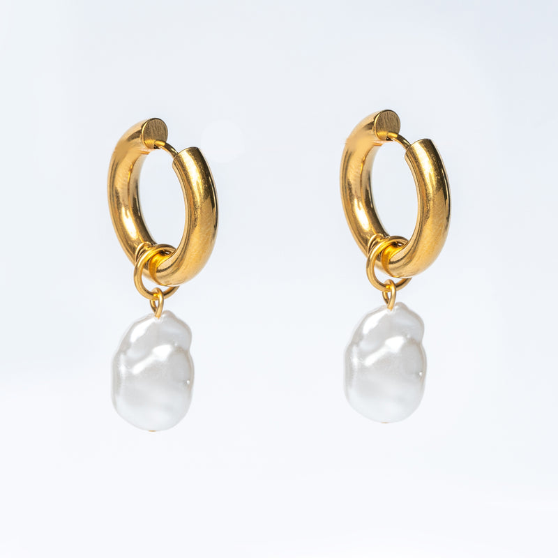 Baroque Pearl Hoops