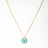 Collar dorado con dije en forma de ojo en color aqua