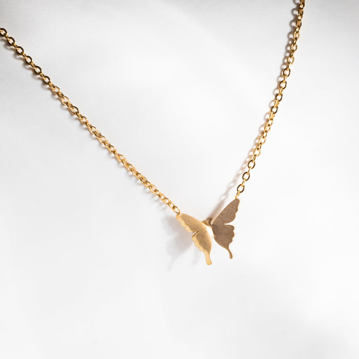 collar de chapa de oro en forma de mariposa