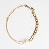 Pulsera con doble cadena y perla de rio