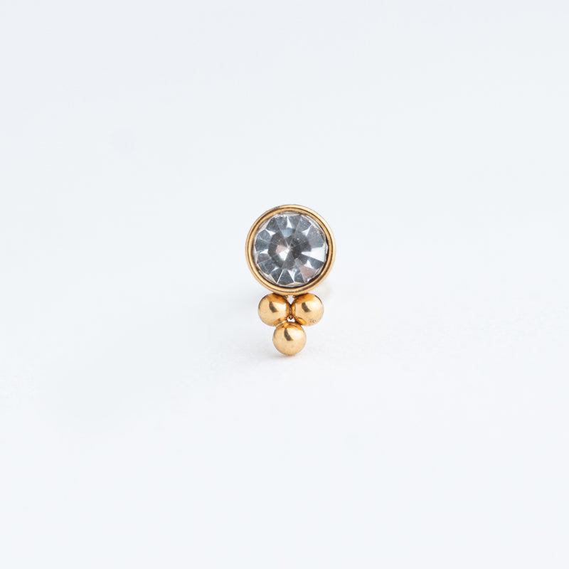 piercing de acero inoxidable con una zirconia circular