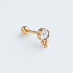 piercing de acero inoxidable con una zirconia circular