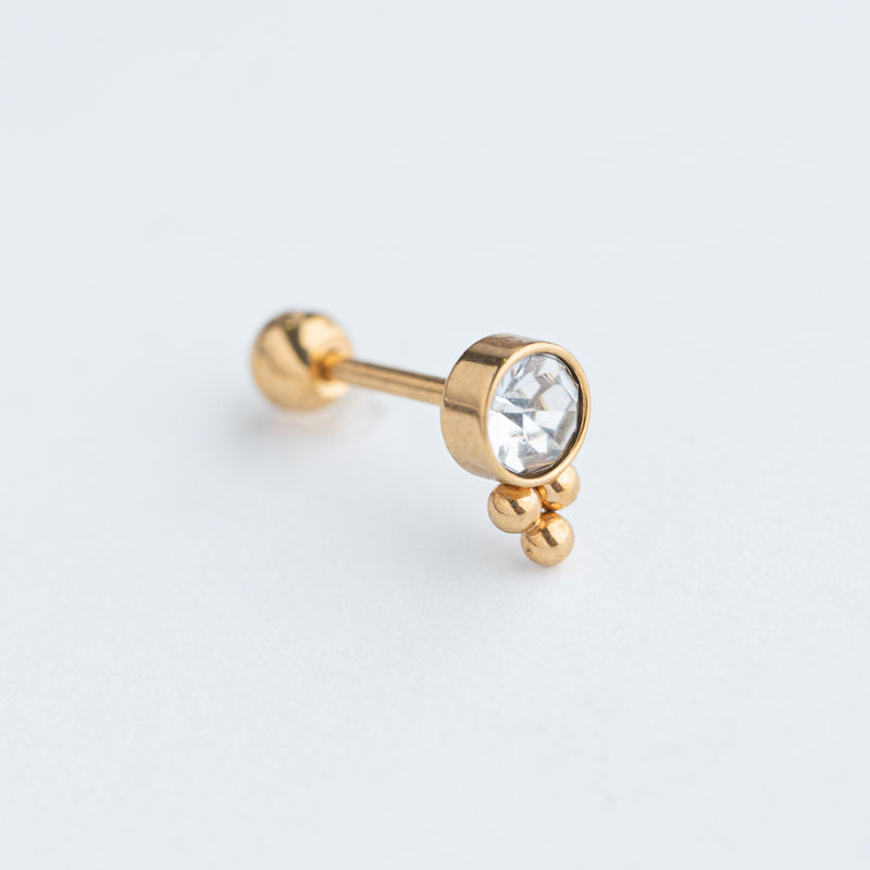 piercing de acero inoxidable con una zirconia circular