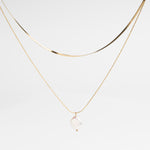 Collar Doble de Acero Inoxidable con Chapa de Oro en color dorado con dije de perla de rio