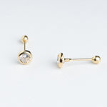 Aretes de Oro de 10 kilates con zirconias de forma circular