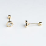aretes de oro en forma hexagonal