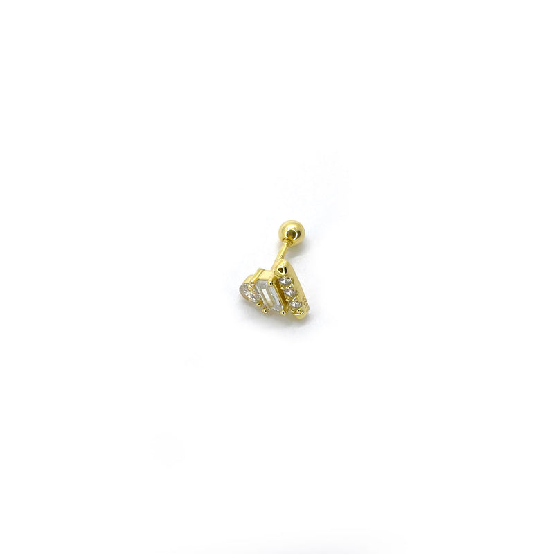 piercing de Plata 925 con chapa de oro y cristales de zirconia