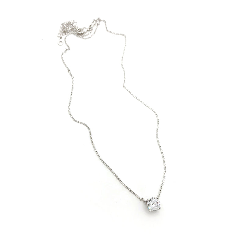 Collar de Plata con dije de zirconia redonda