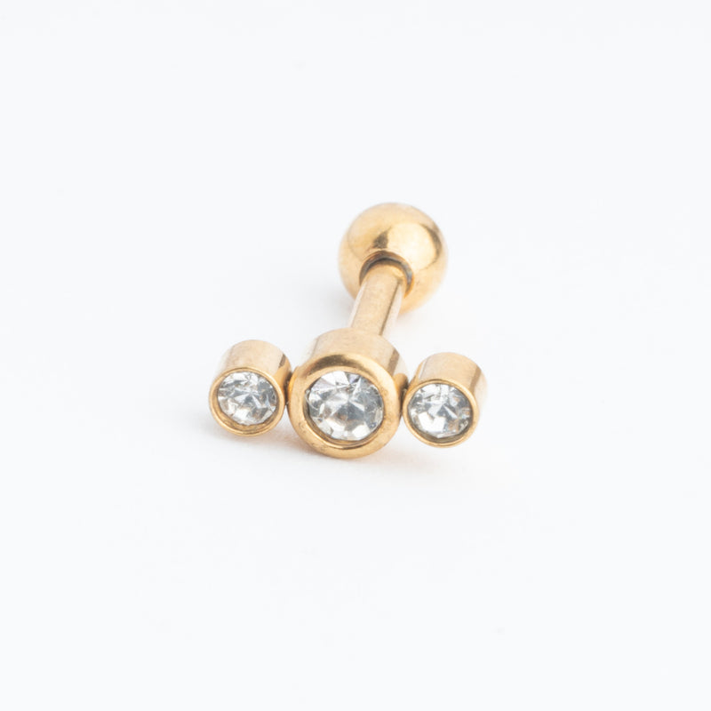Pircing dorado con zirconias