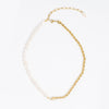 collar de perlas con cadena de acero inoxidable dorada