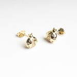Aretes de Plata en color dorado en forma de Catarina