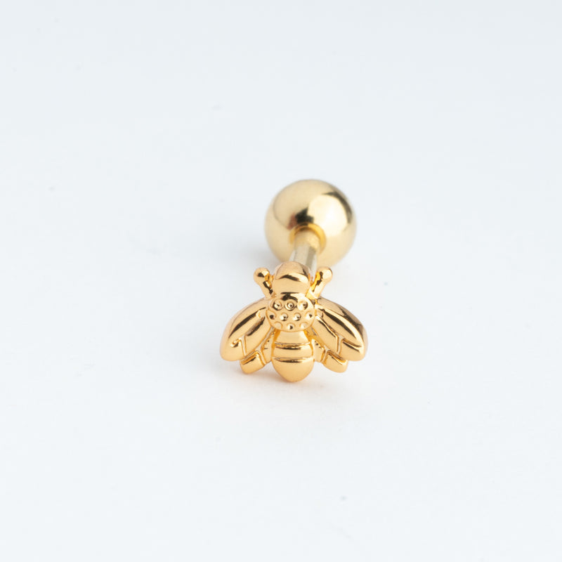 piercing de acero inoxidable en color dorado con forma de abeja miniatura