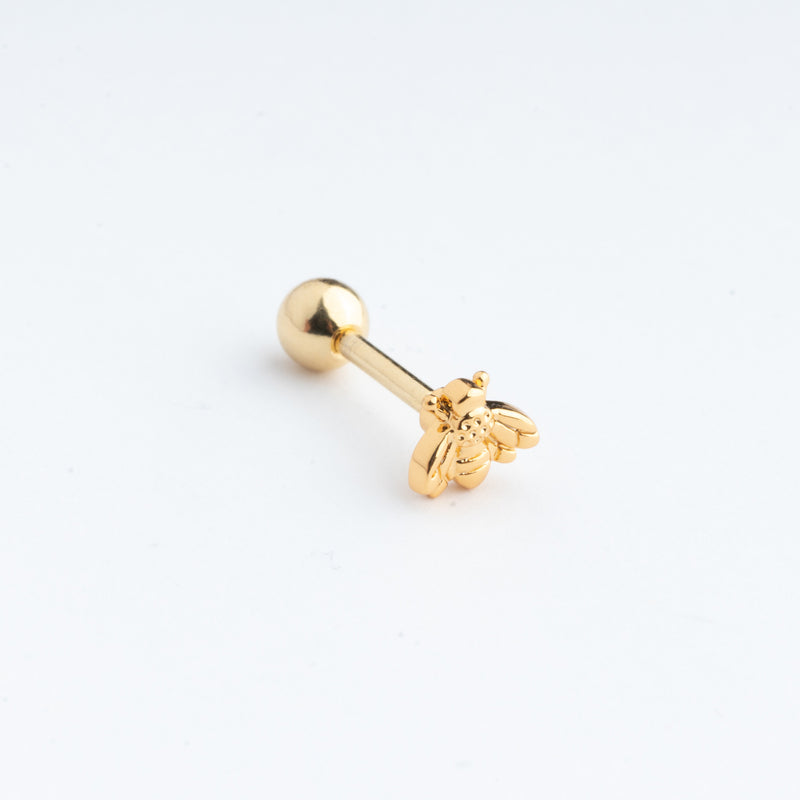 piercing de acero inoxidable en color dorado con forma de abeja miniatura