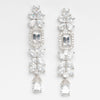 aretes largos de novia para bodas. Color Plateado con cristales de Zirconias