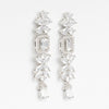 aretes largos de novia para bodas. Color Plateado con cristales de Circonias