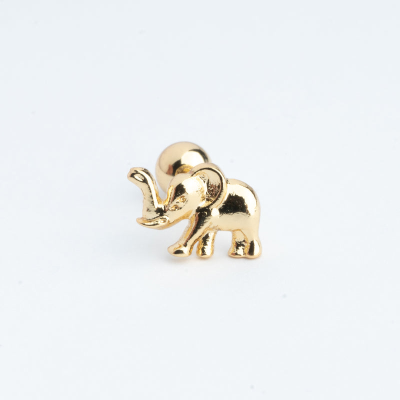 Piercing en forma de elefante color dorado
