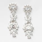 aretes largos en color plateado con cristales de zirconias